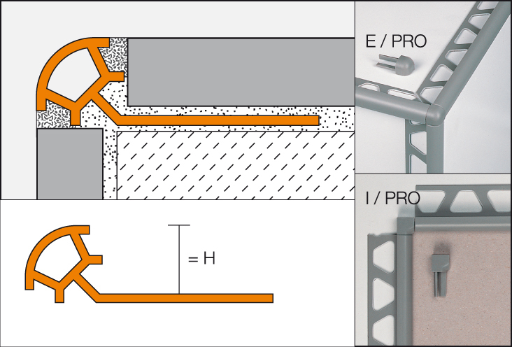 RONDEC-PRO 2,5m Decorprofiel pastelgrijs H
