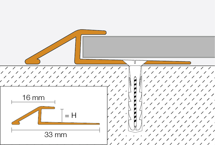 VINPRO-U 2,5m Übergangsprofil H=3mm ACGB