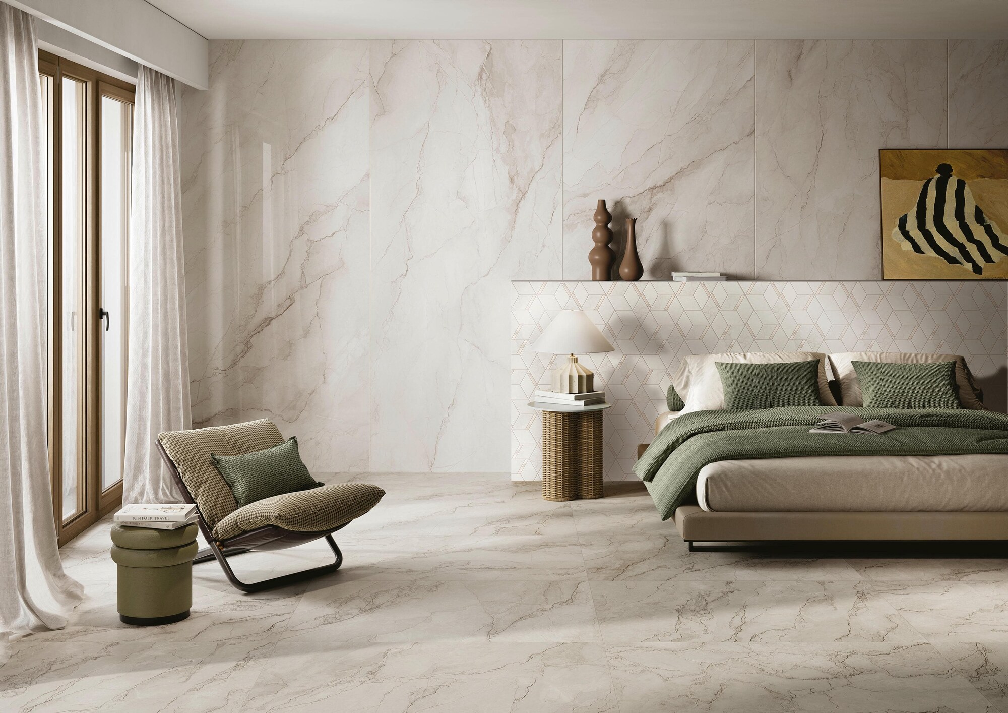 Wandtegel BOLGHERI STONE white 120 x 280