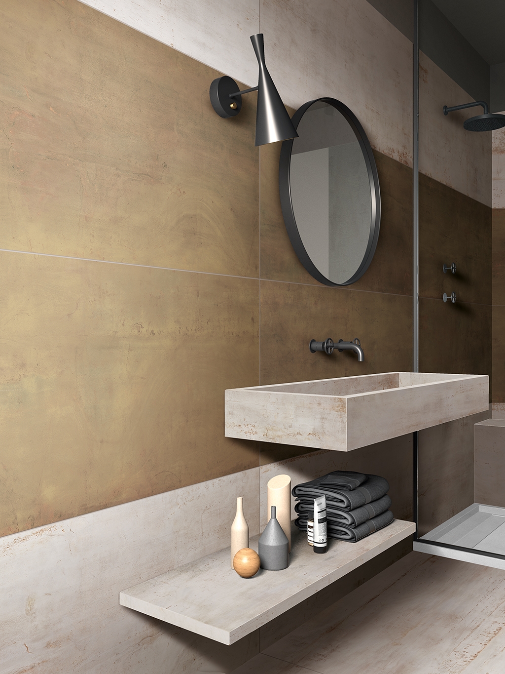 Vloertegel REBEL brass 120x120