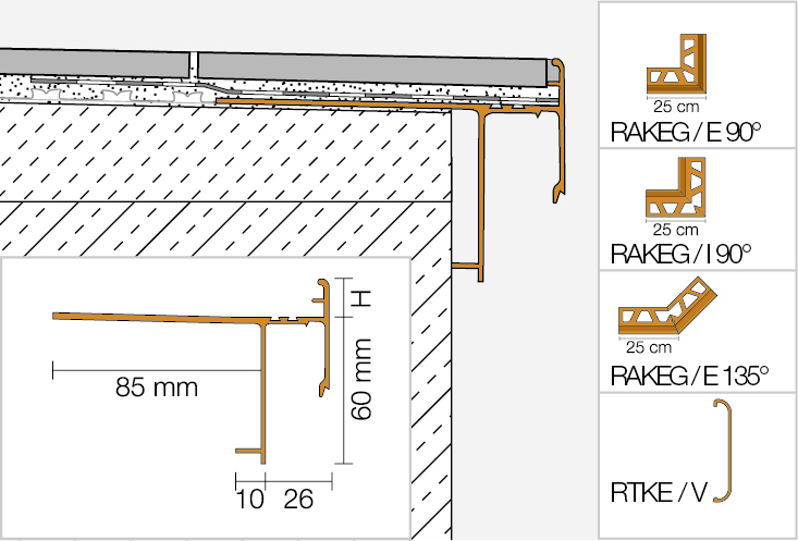 BARA-RAKEG 2,5m Randprofiel grau metallic